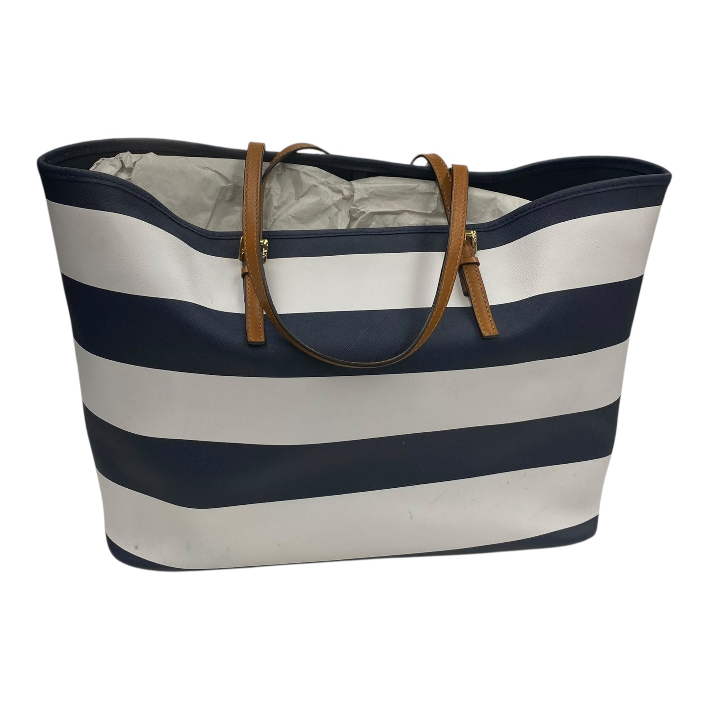 Tote Designer By Michael Kors In Blue & White, Size:Medium