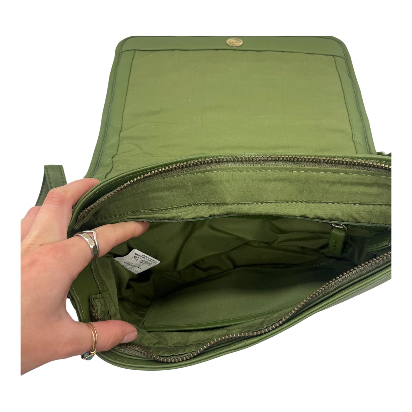 Crossbody Leather By Cmc In Green, Size:Large