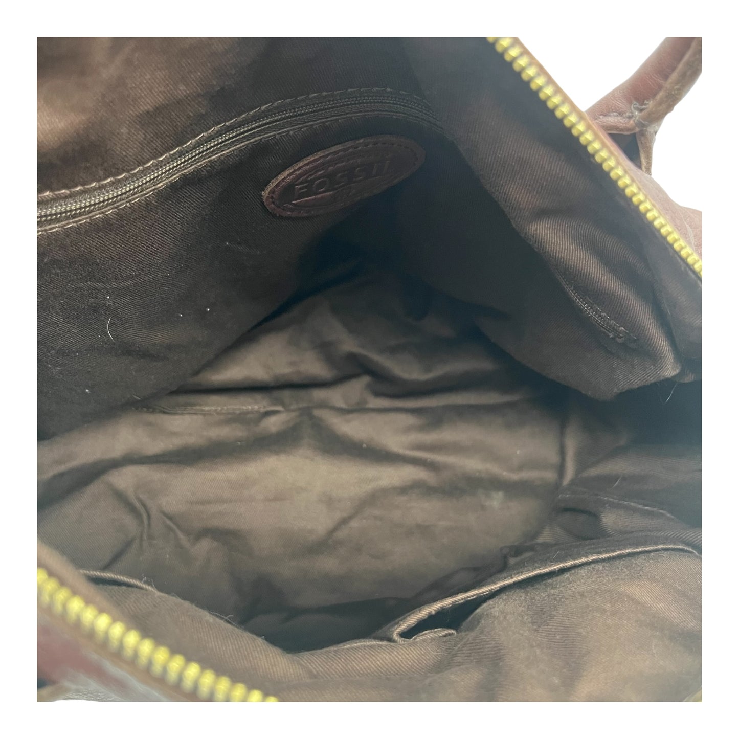 Handbag Leather By Fossil In Brown, Size:Medium