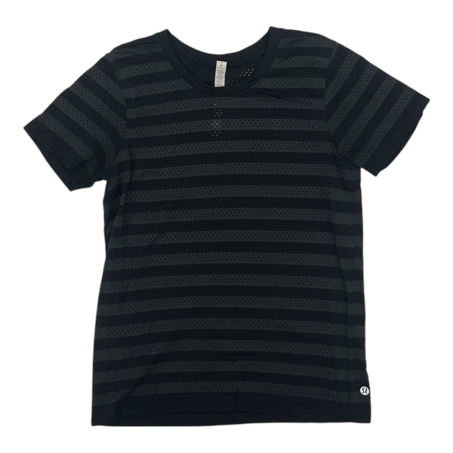 Athletic Top Ss By Lululemon In Black & Grey, Size:S