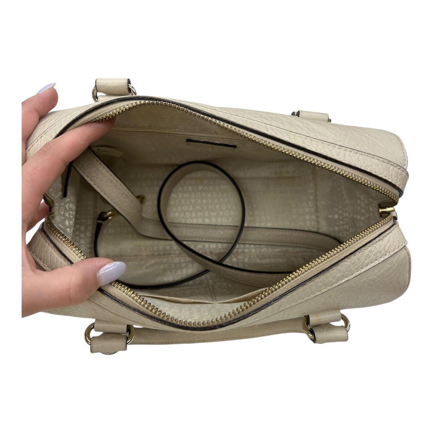 Handbag Designer By Kate Spade In Tan, Size:Medium