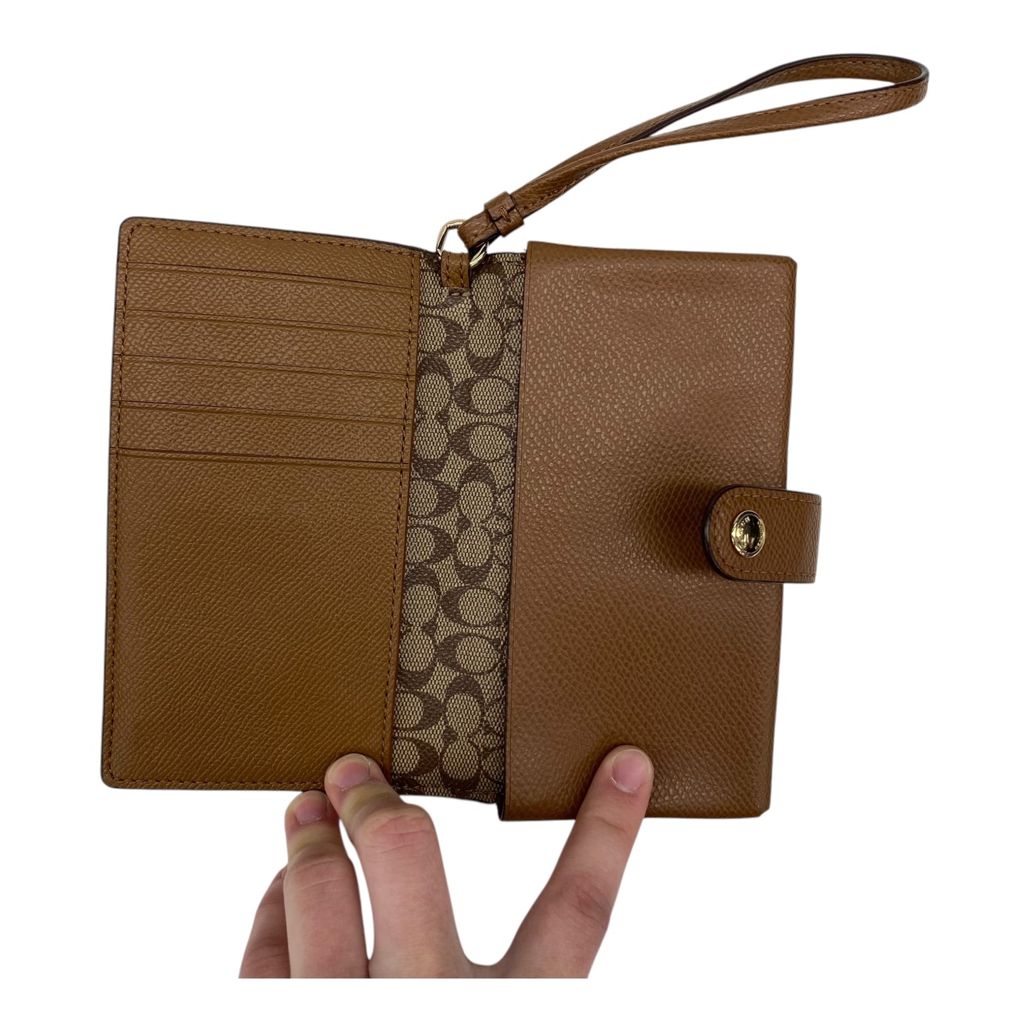 Wristlet Designer By Coach In Brown, Size:Medium