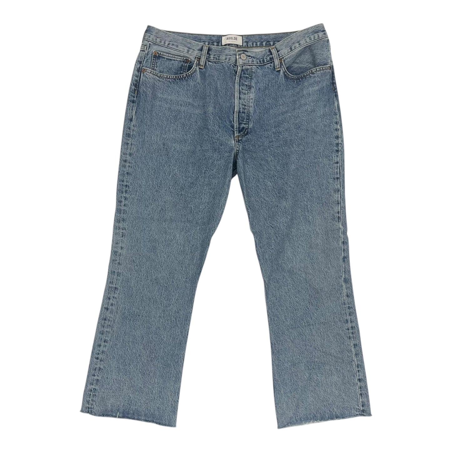 Jeans Straight By Agolde In Blue Denim, Size:16