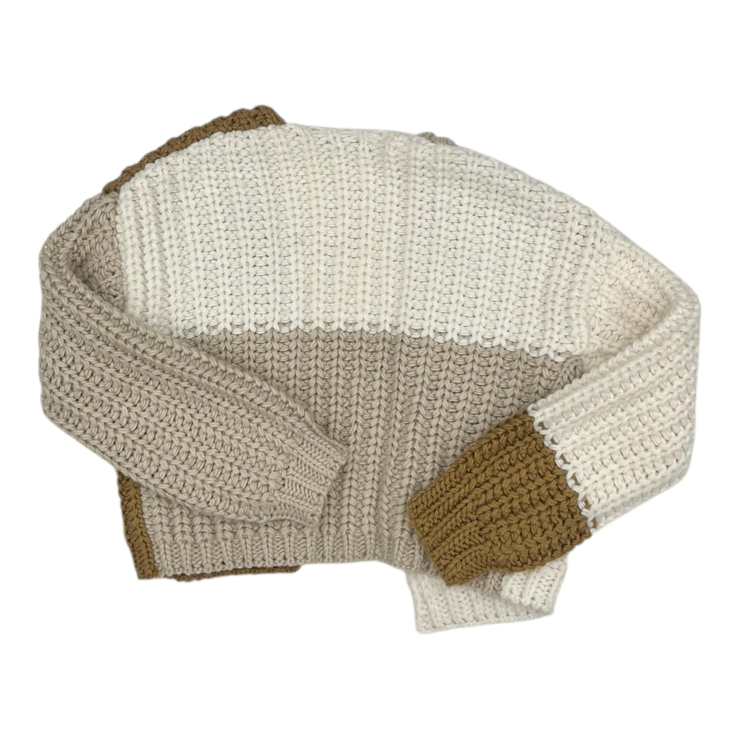 Sweater Cardigan By Wild Fable In Brown & Cream, Size:S