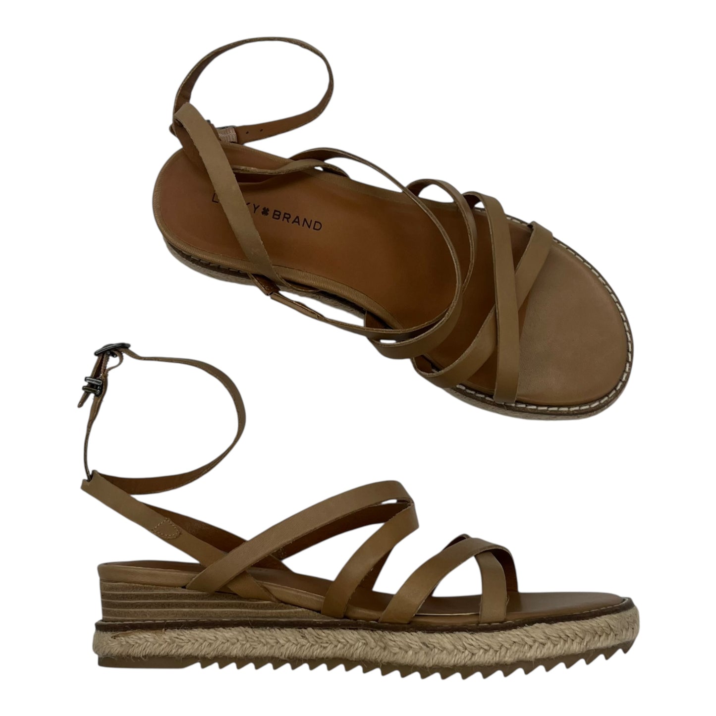 Sandals Heels Wedge By Lucky Brand In Tan, Size:7