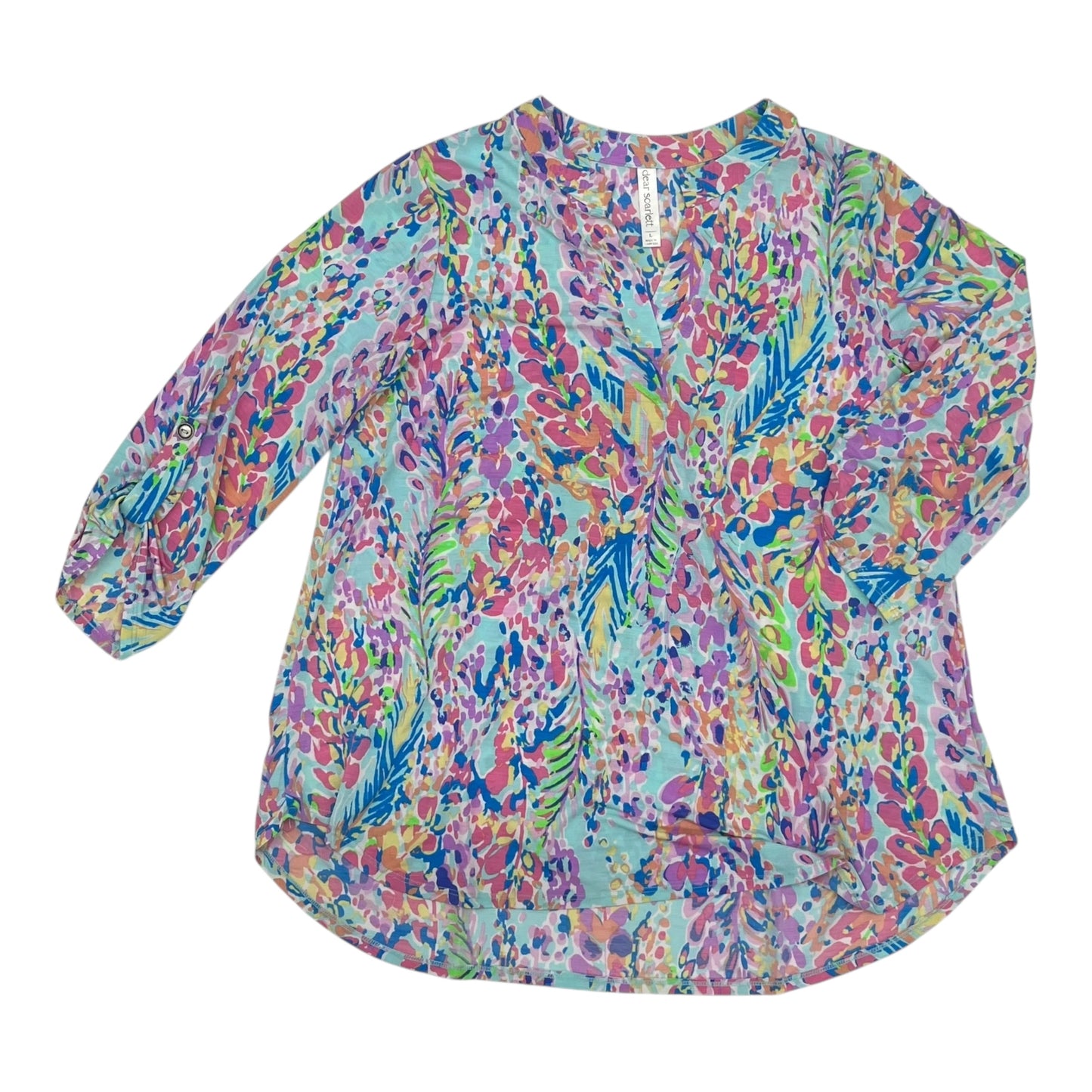 Blouse 3/4 Sleeve By Clothes Mentor In Blue, Size:L