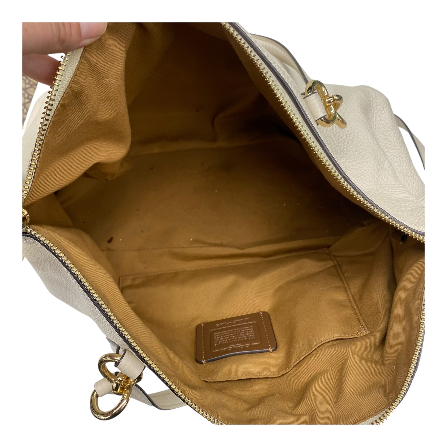Handbag Designer By Coach In Cream, Size:Medium