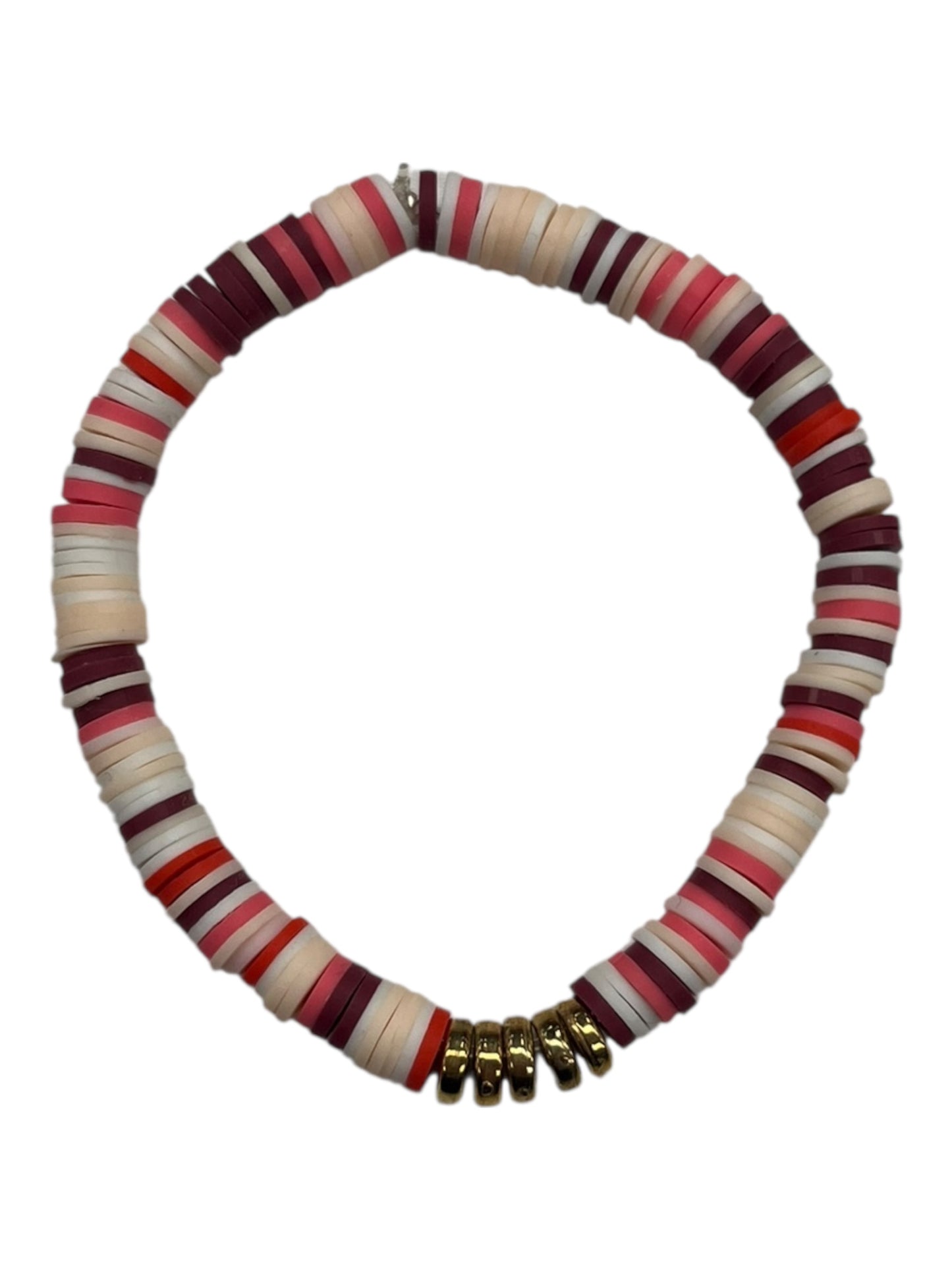 BRACELET BEADED by CLOTHES MENTOR In PINK & RED, Size: 03 PIECE SET