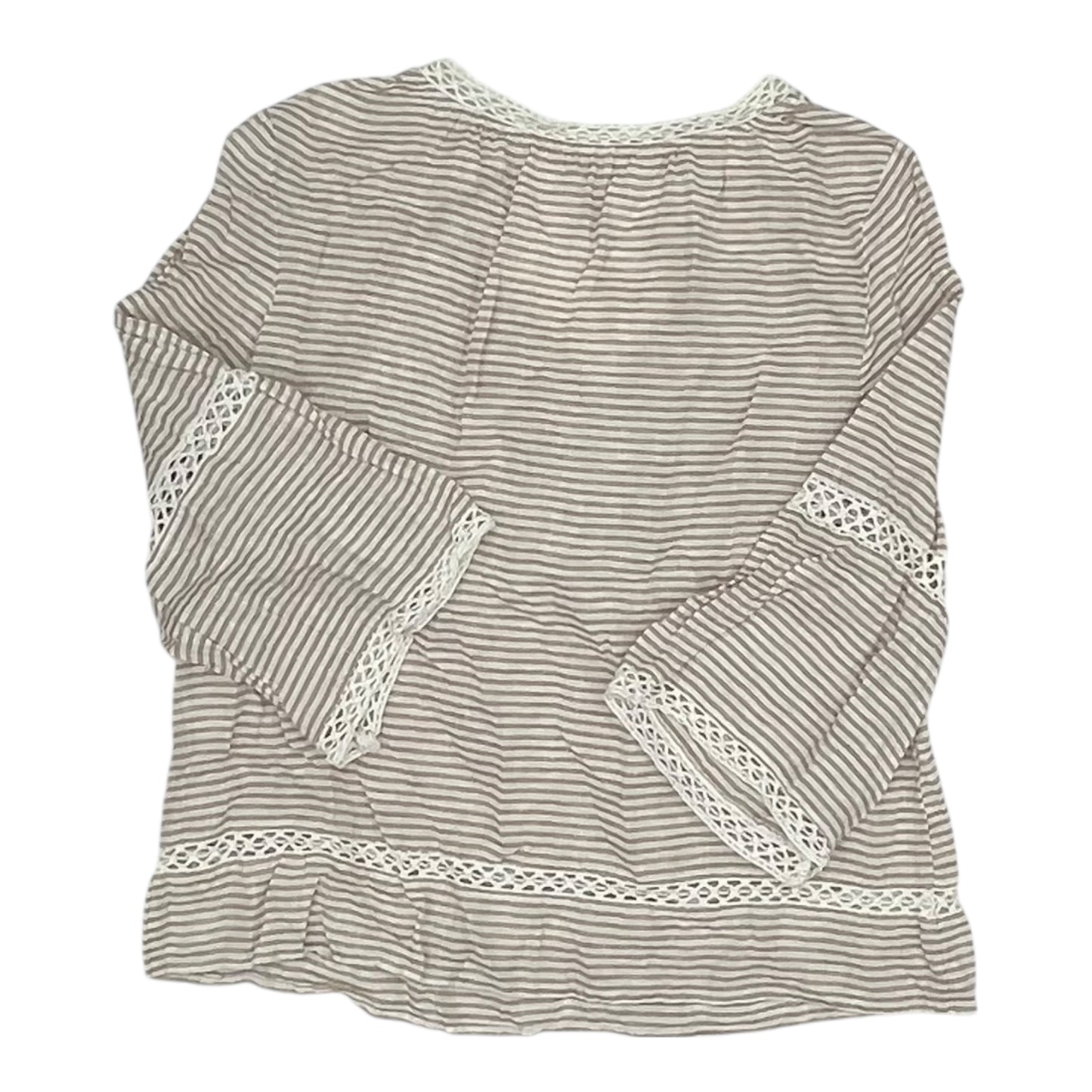 BLOUSE 3/4 SLEEVE by CHICOS In TAN & WHITE, Size: XL