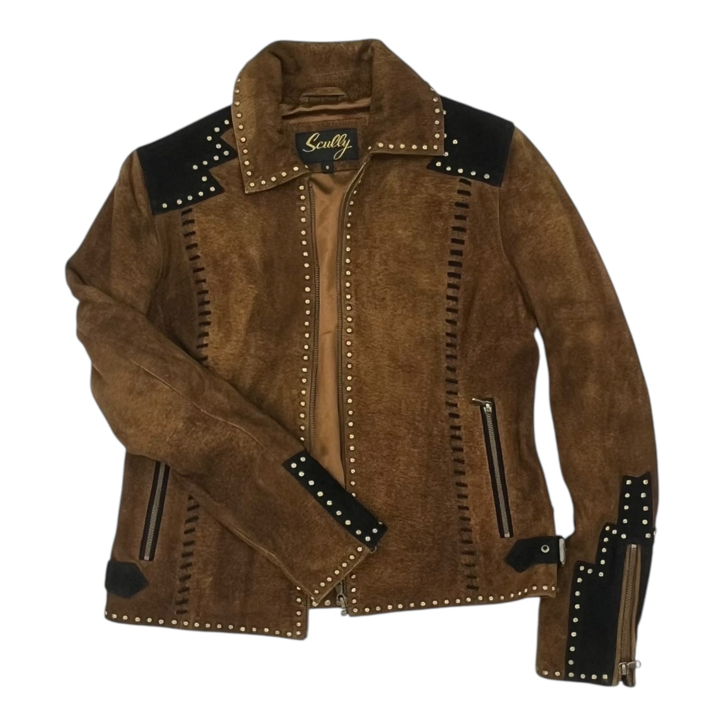 Jacket Leather By Cmc In Black & Tan, Size:S