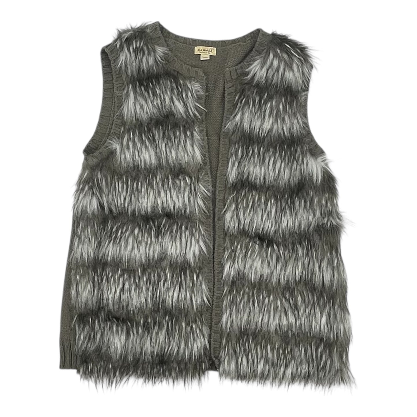 Vest Faux Fur & Sherpa By Clothes Mentor In Grey, Size:L