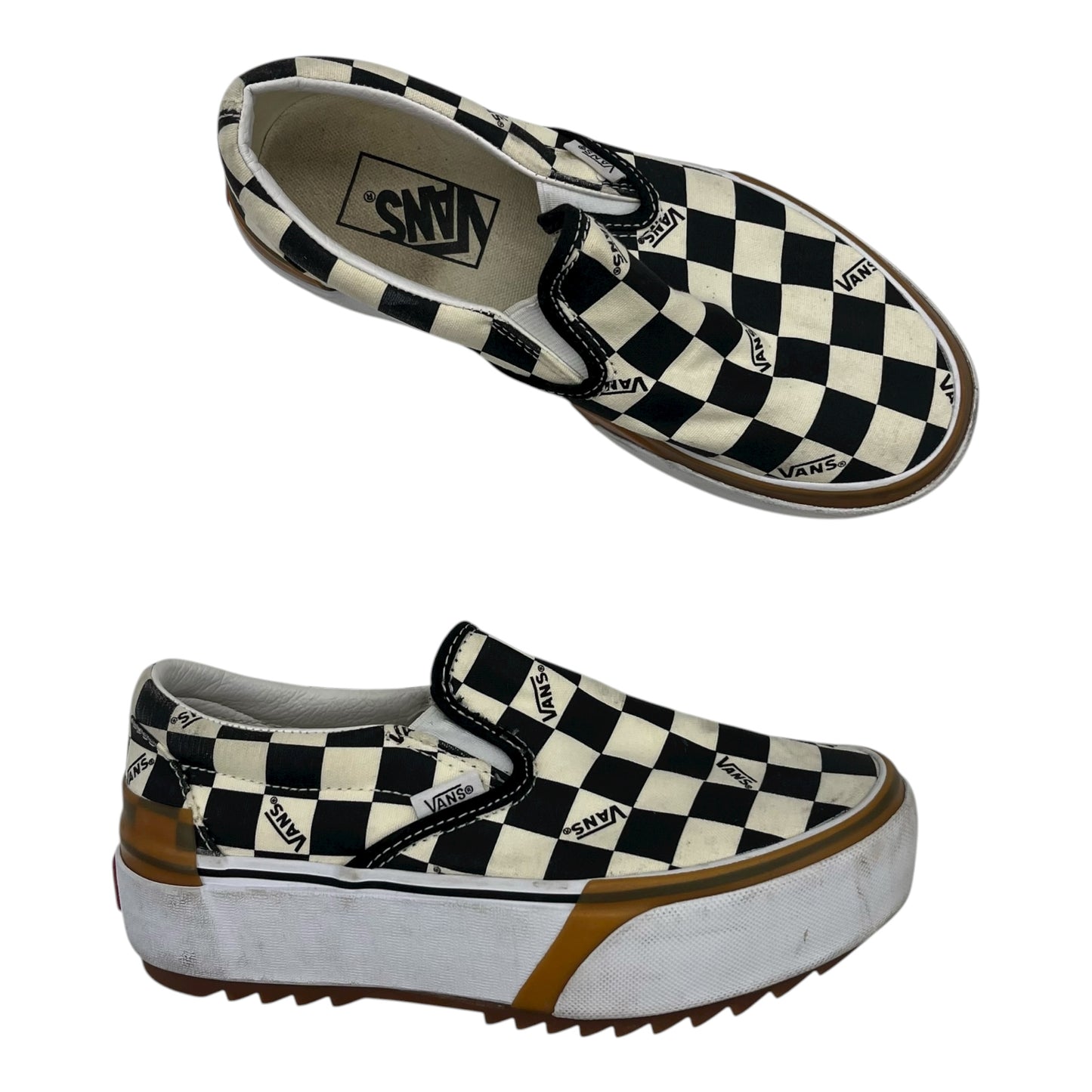 Shoes Flats By Vans In Black & Cream, Size:6.5