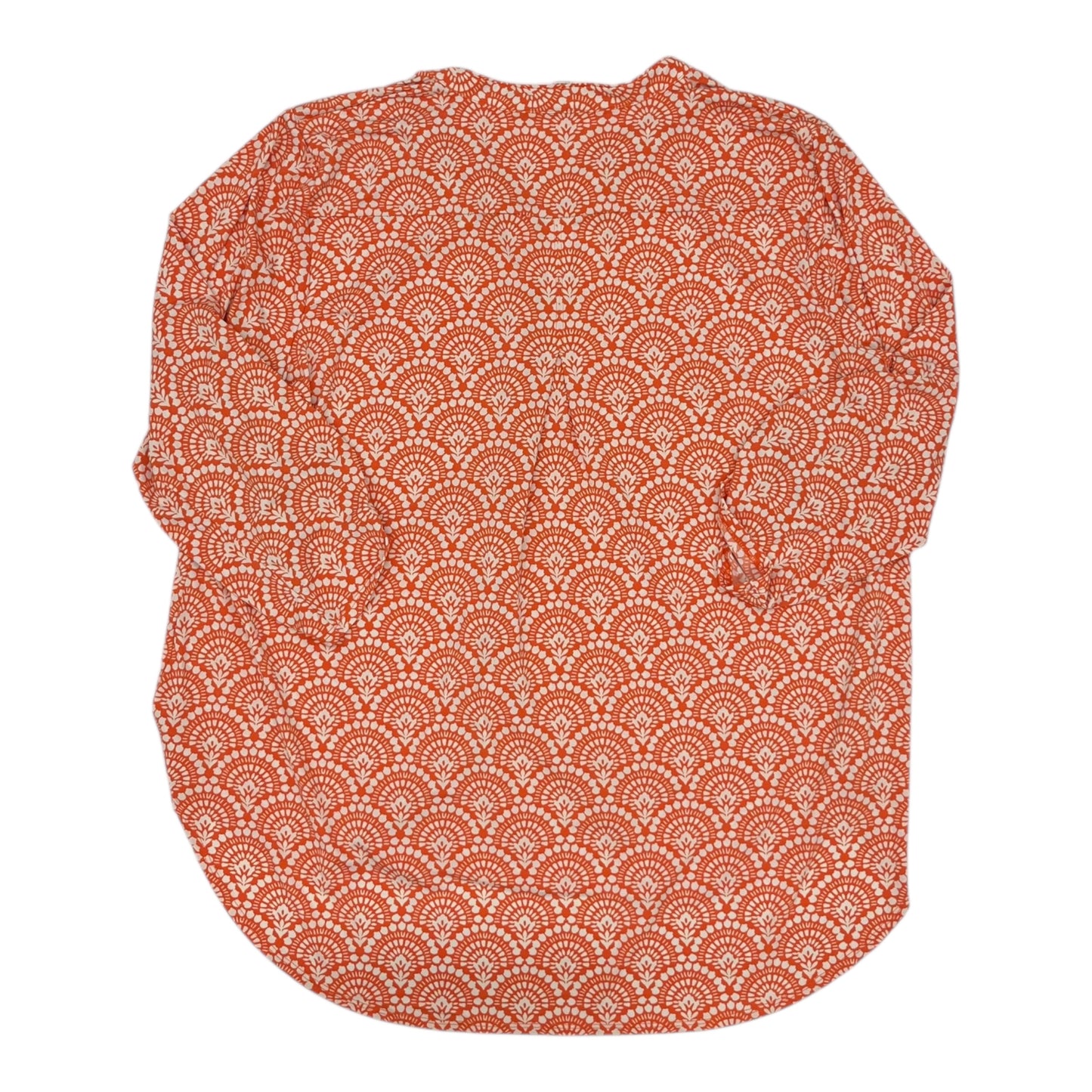 Blouse 3/4 Sleeve By Cato In Orange & White, Size:3X