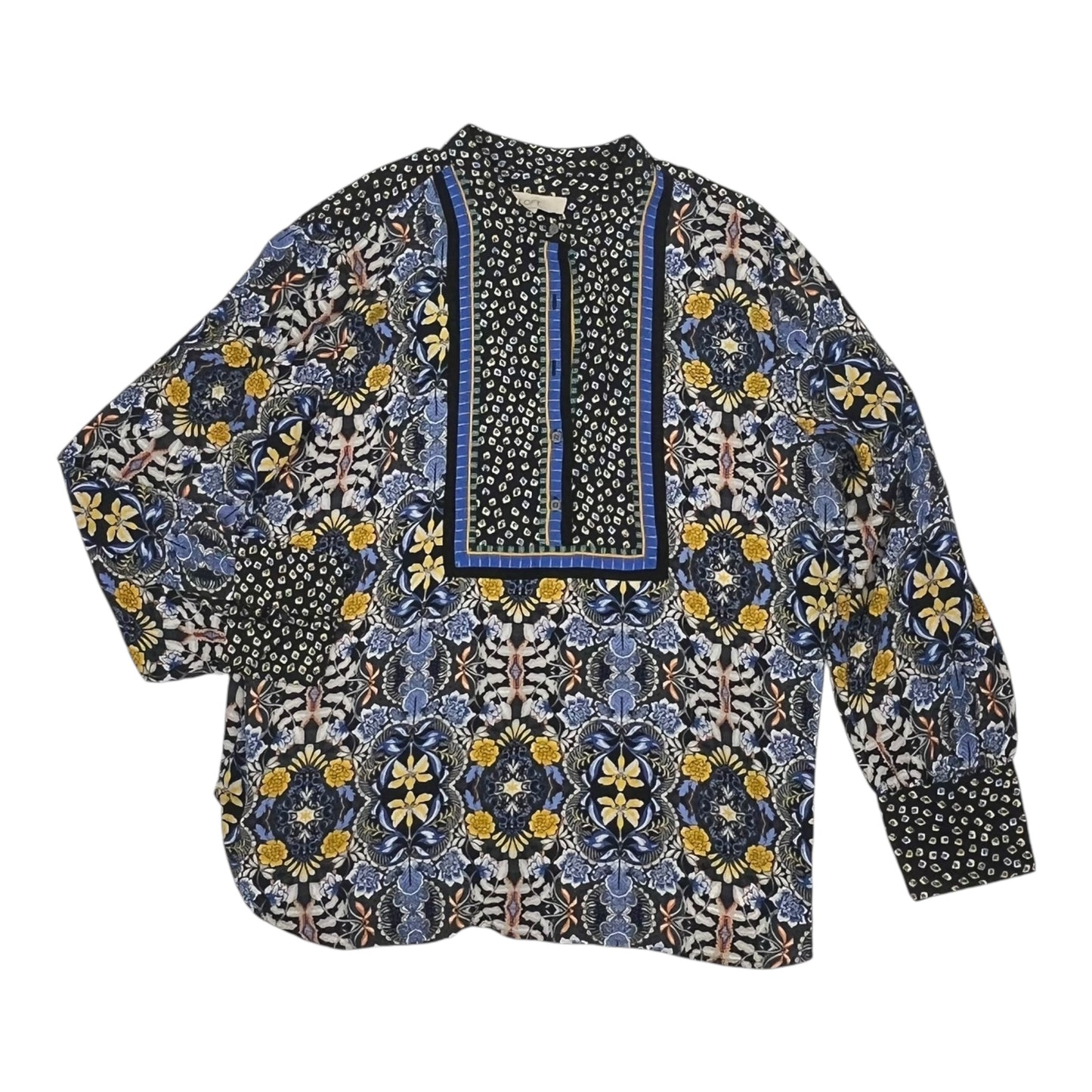 Blouse Ls By Loft In Blue, Size:Xl