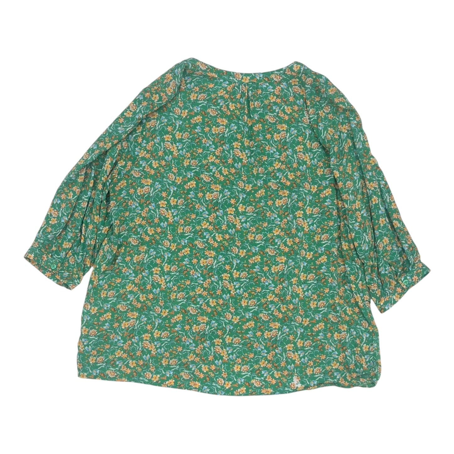 Blouse 3/4 Sleeve By Jones And Co In Green, Size:1X