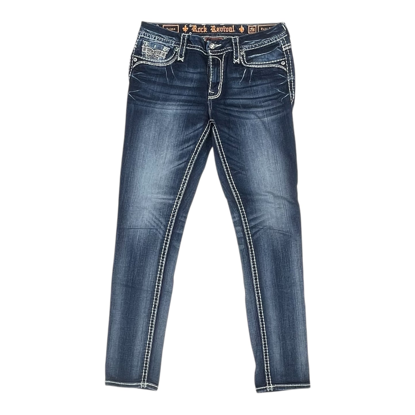 Jeans Skinny By Rock Revival In Blue Denim, Size:6