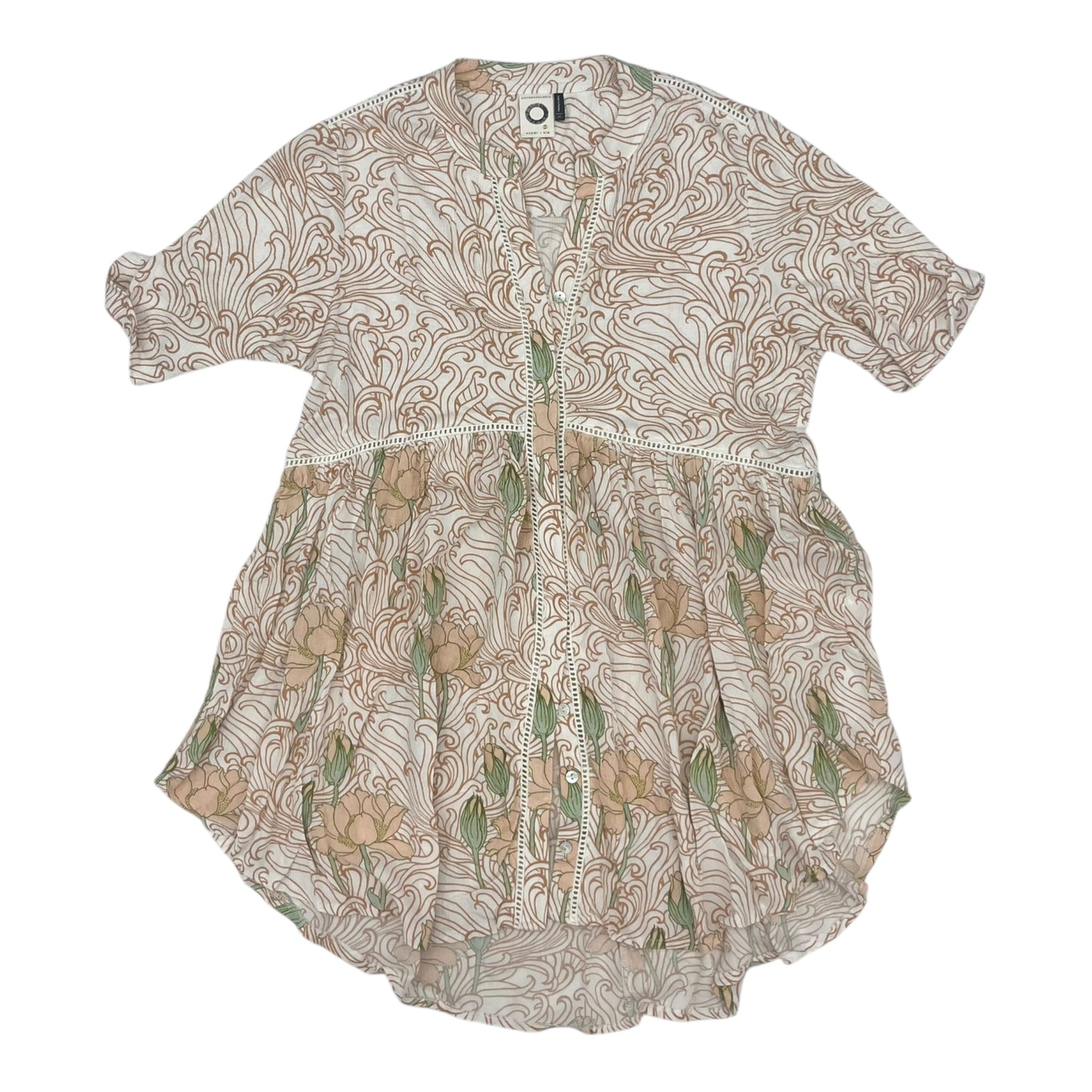 Tunic Ss By Anthropologie In Tan & White, Size:Xs