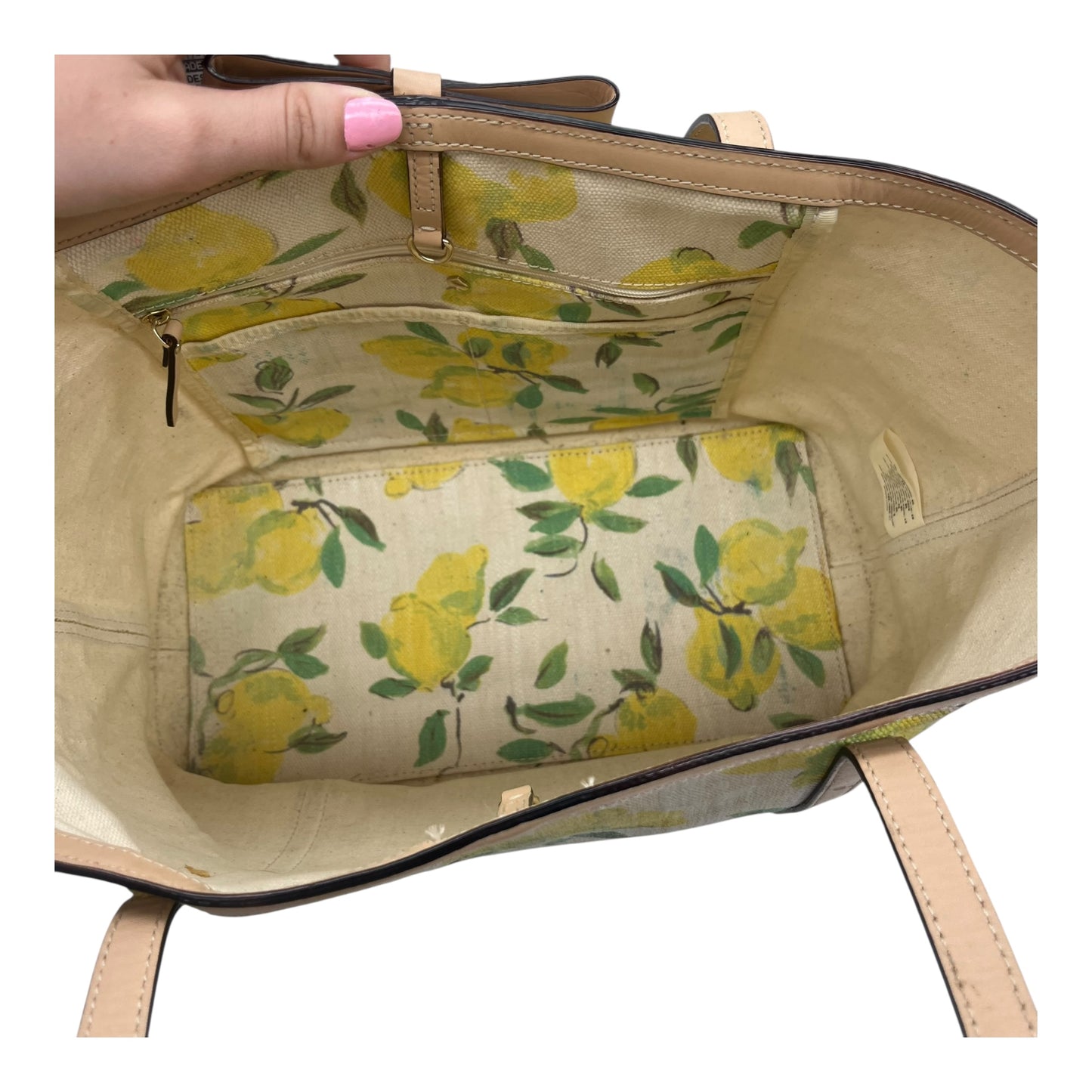 Handbag Designer By Kate Spade In Tan & Yellow, Size:Large