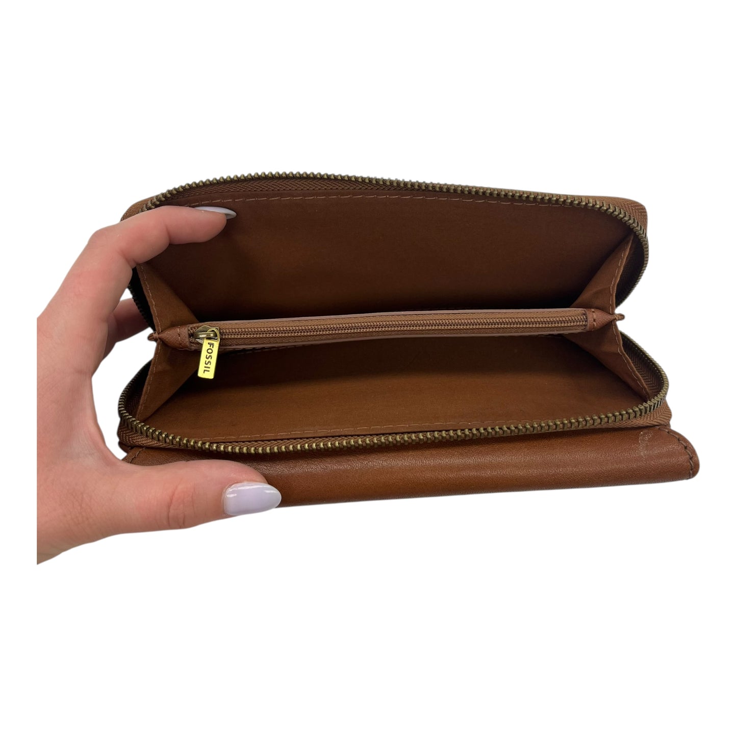 Wallet Leather By Fossil In Brown, Size:Large