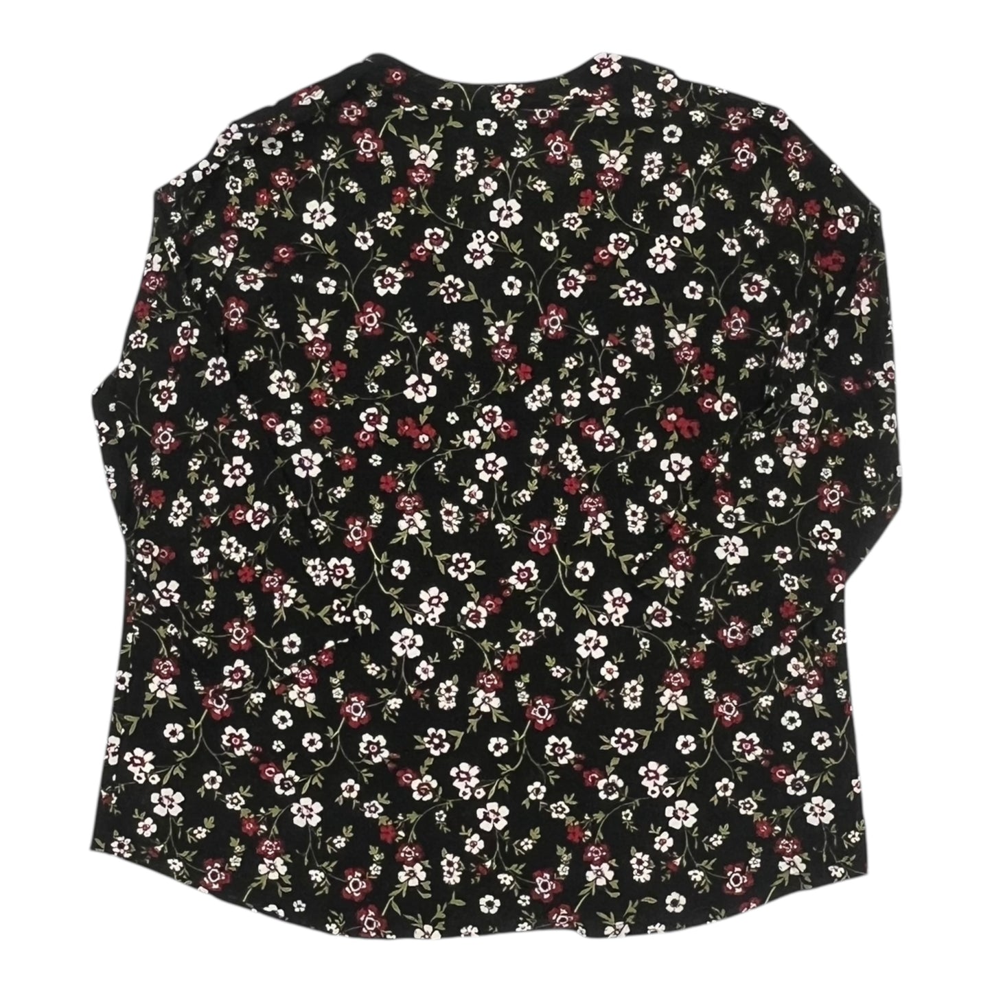 Blouse 3/4 Sleeve By Jones New York In Black & Red, Size:Xl