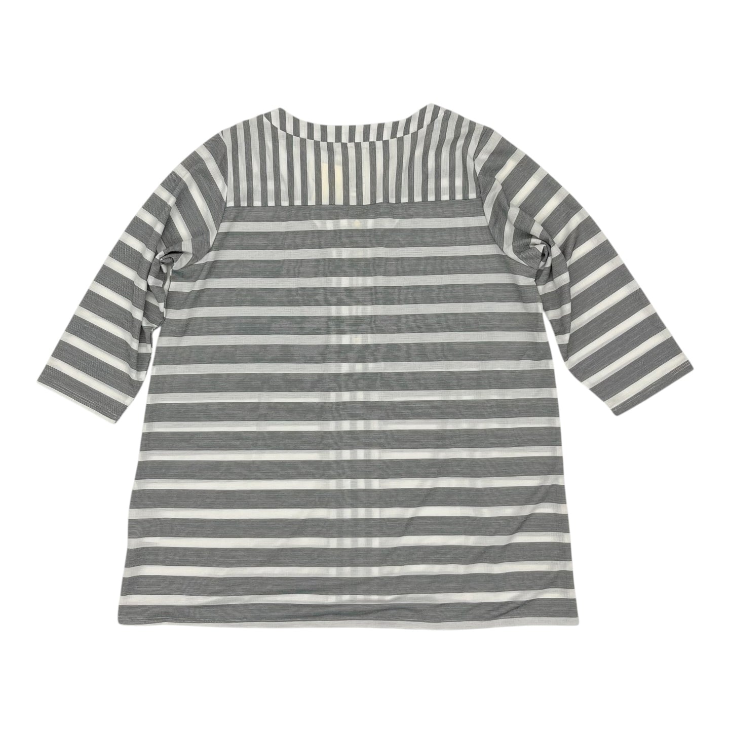 Blouse 3/4 Sleeve By Ava James In Black & White, Size:1X