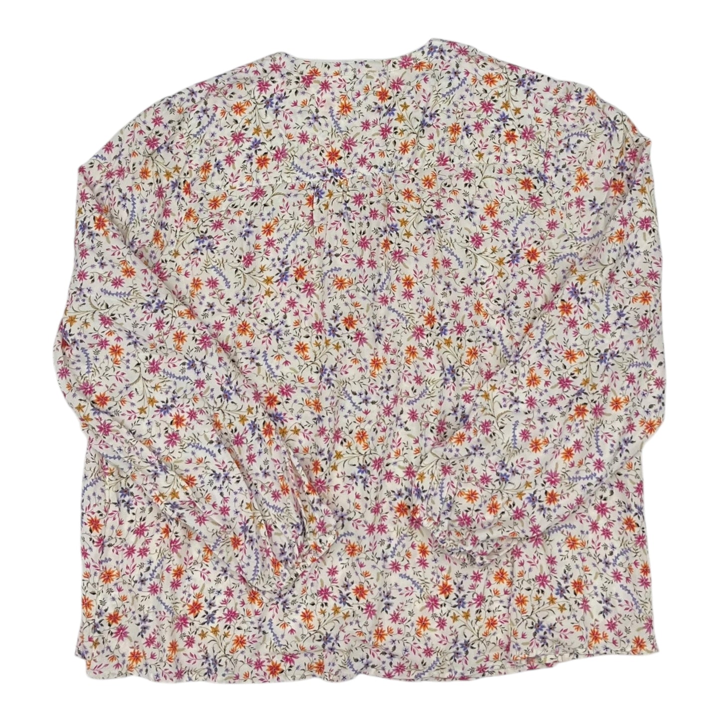 Blouse Ls By Time And Tru In Floral Print, Size:3X