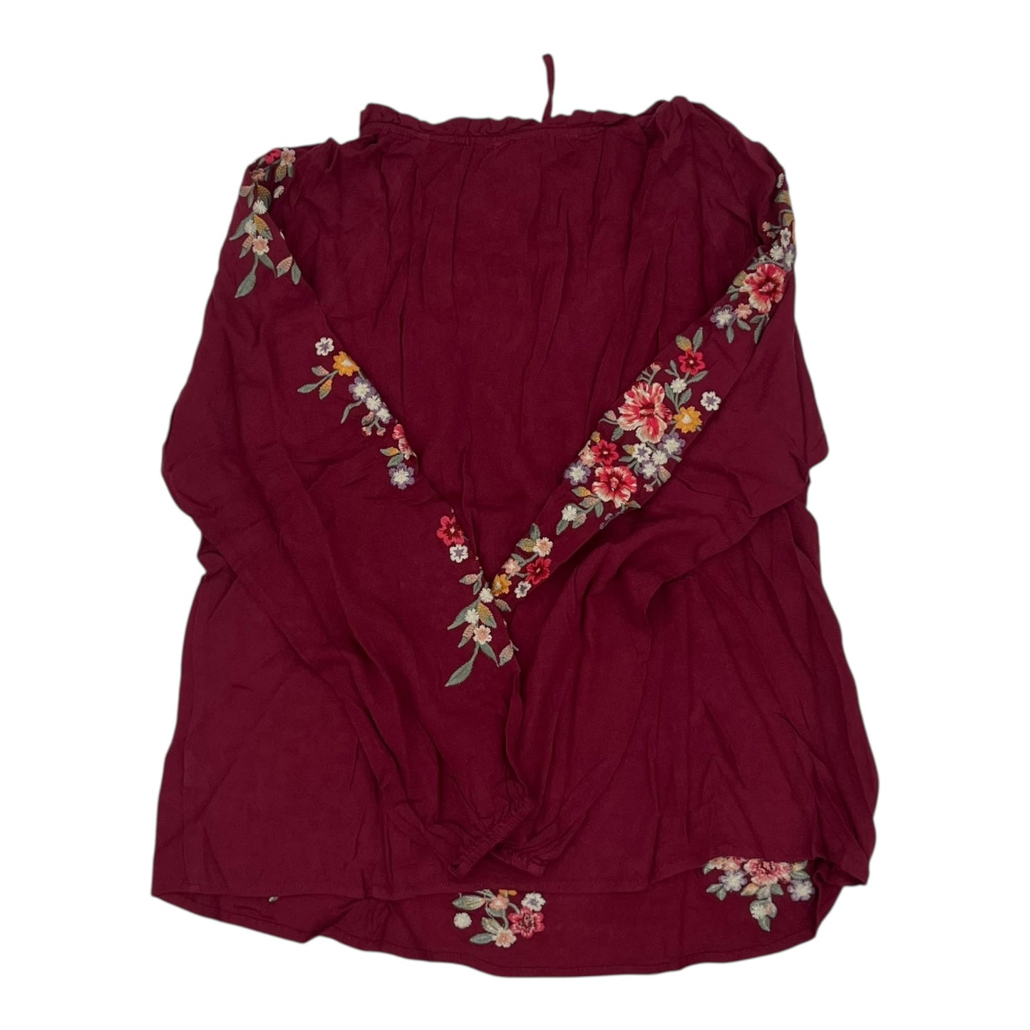 Blouse Ls By Savanna Jane In Maroon, Size:M