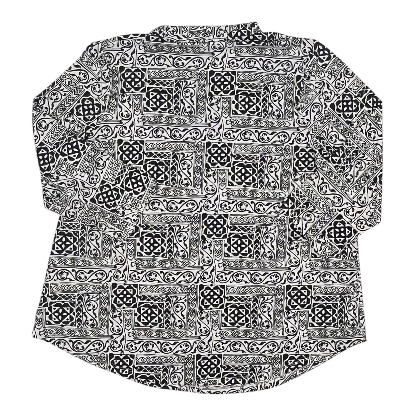 Blouse 3/4 Sleeve By Jm Collections In Black & White, Size:2X