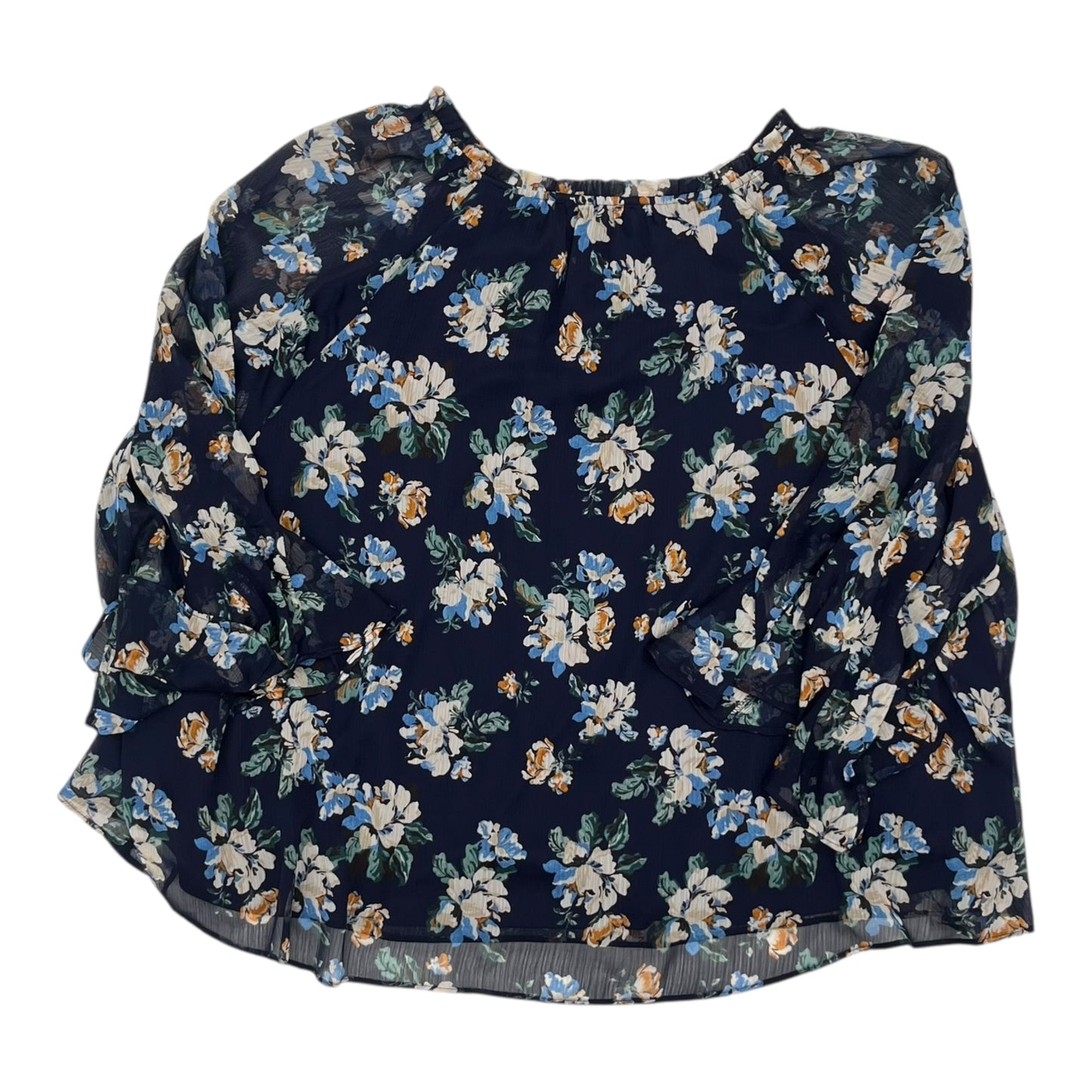 Blouse Ls By Lc Lauren Conrad In Navy, Size:1X