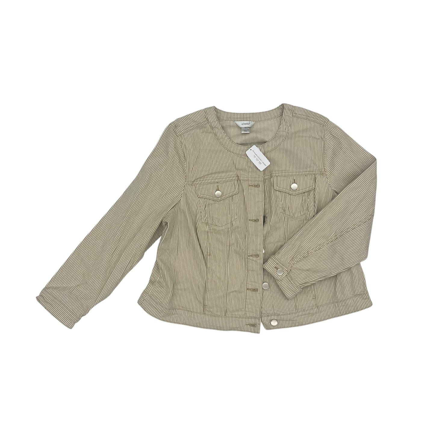 Jacket Denim By Cj Banks In Tan Denim, Size:1X
