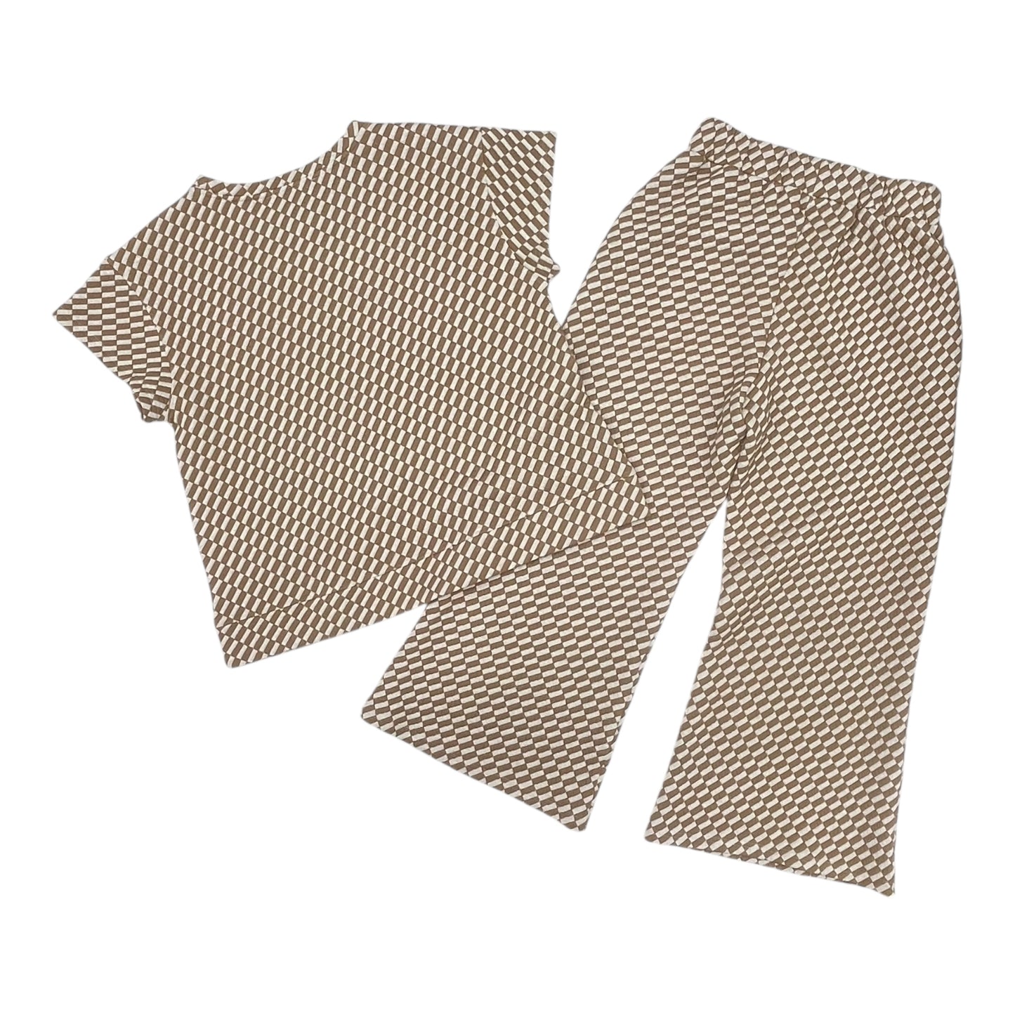 Pants Set 2Pc By See And Be Seen In Brown & Cream, Size:S