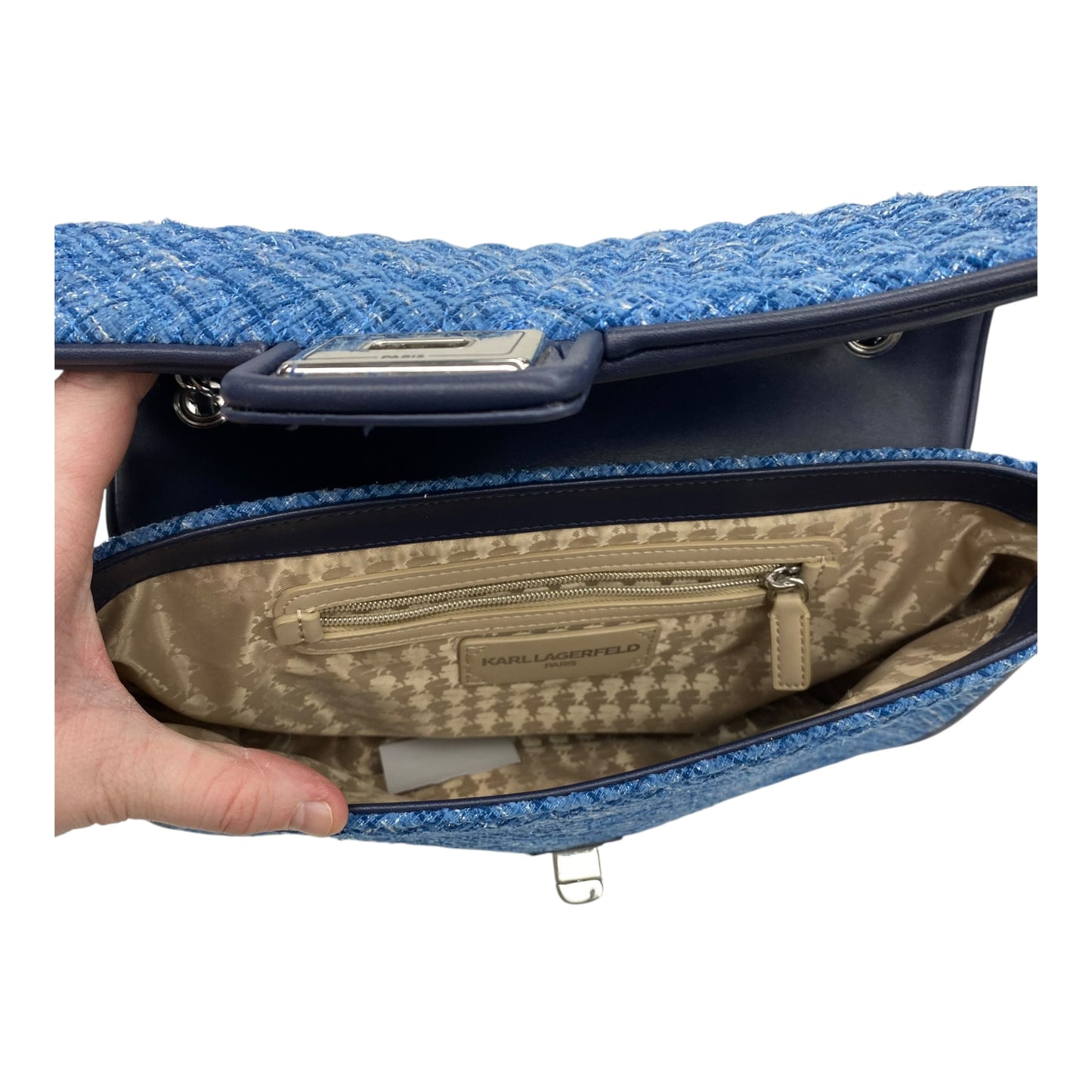 Handbag Designer By Karl Lagerfeld In Blue, Size:Medium