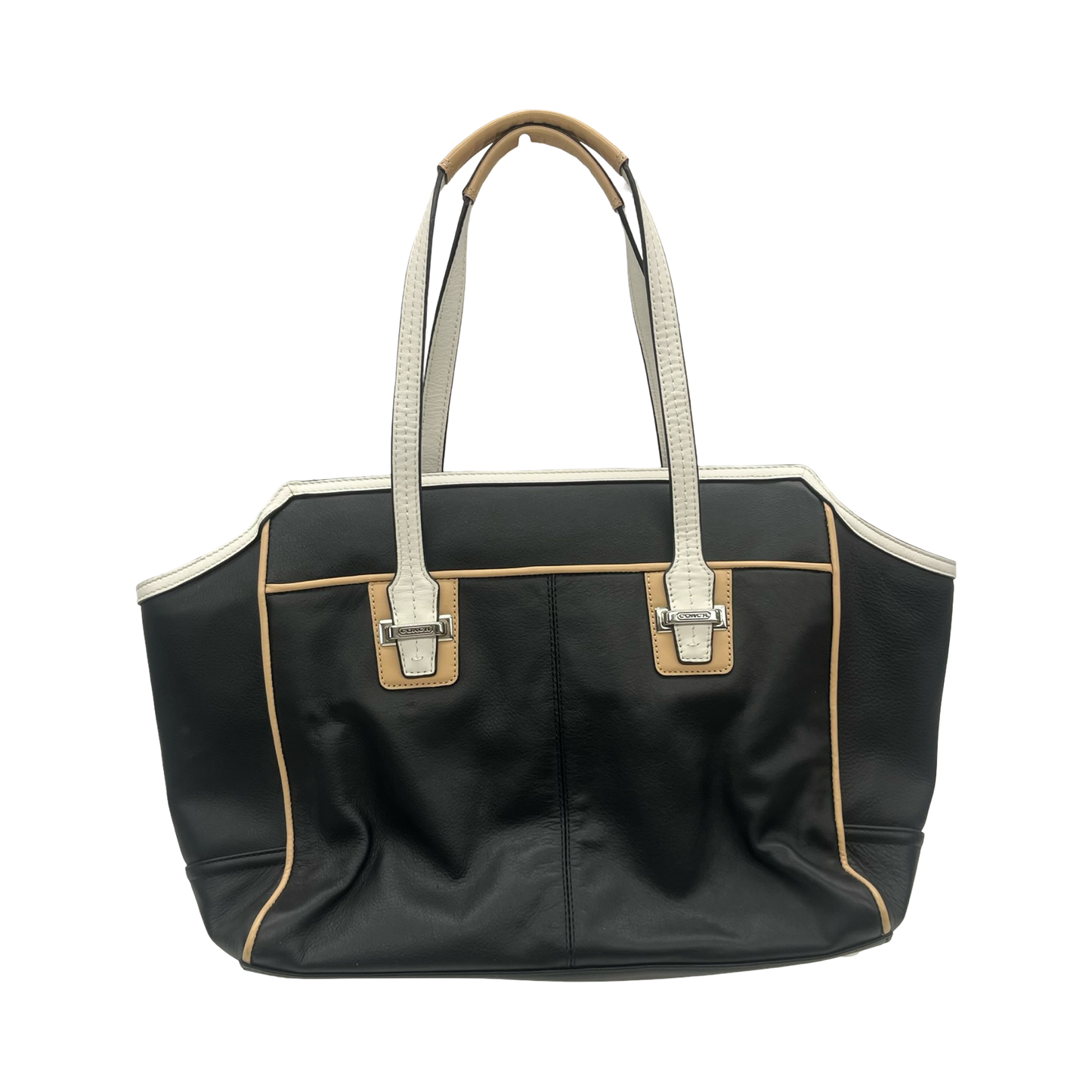 Handbag Designer By Coach In Black & Tan, Size:Medium