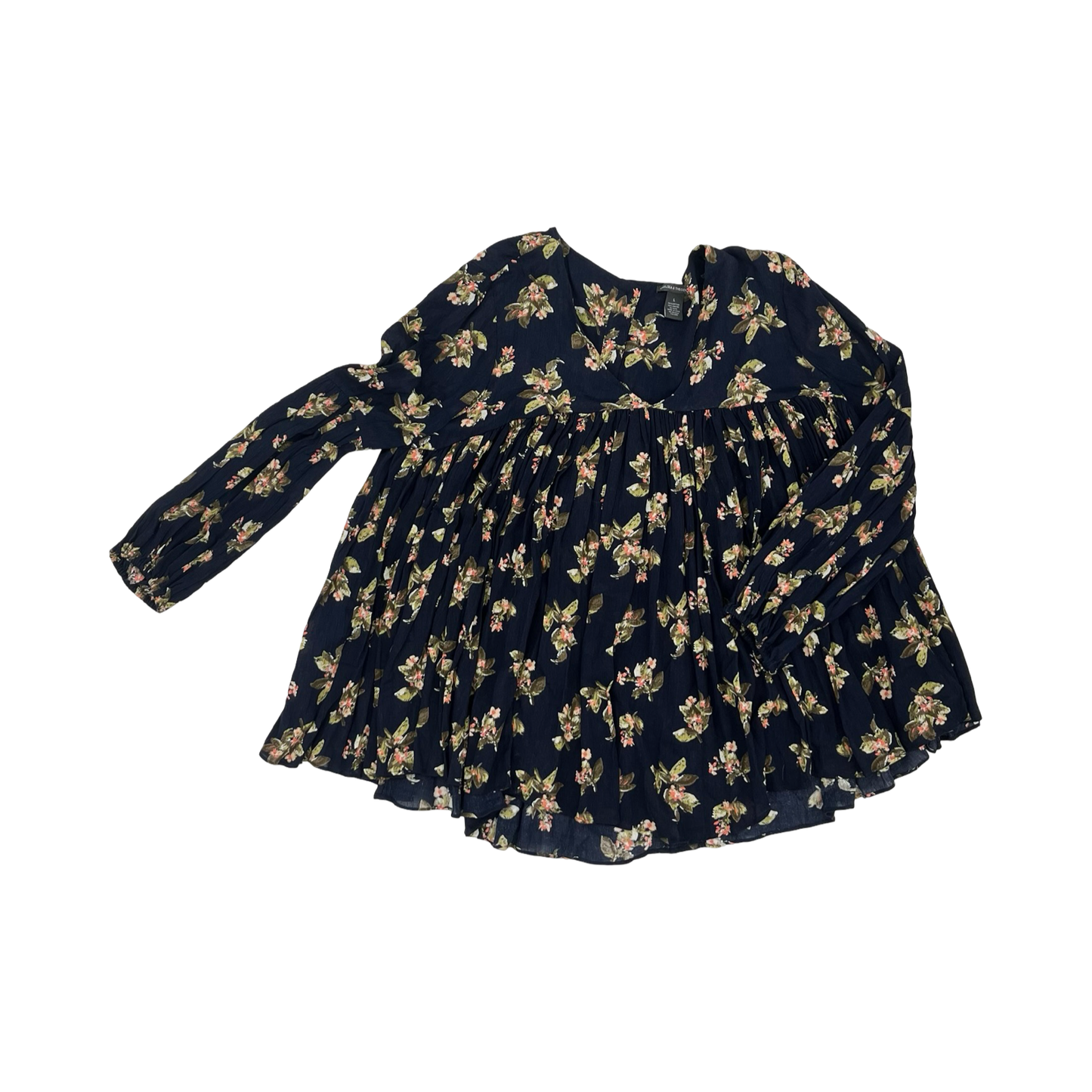 Blouse Ls By Chelsea And Theodore In Navy, Size:L