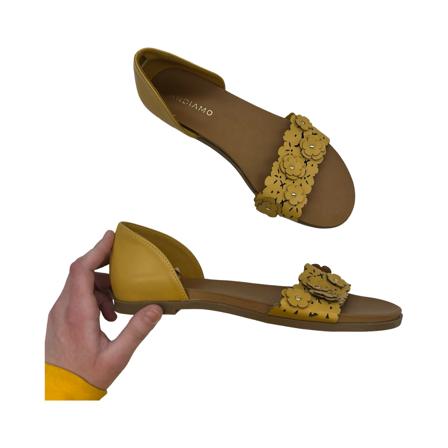 Sandals Flats By Clothes Mentor In Yellow, Size:8.5