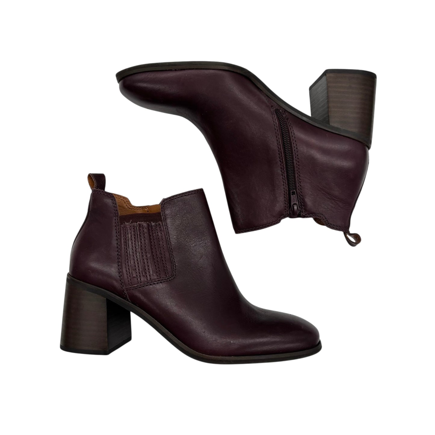 Boots Ankle Heels By Lucky Brand In Maroon, Size:8