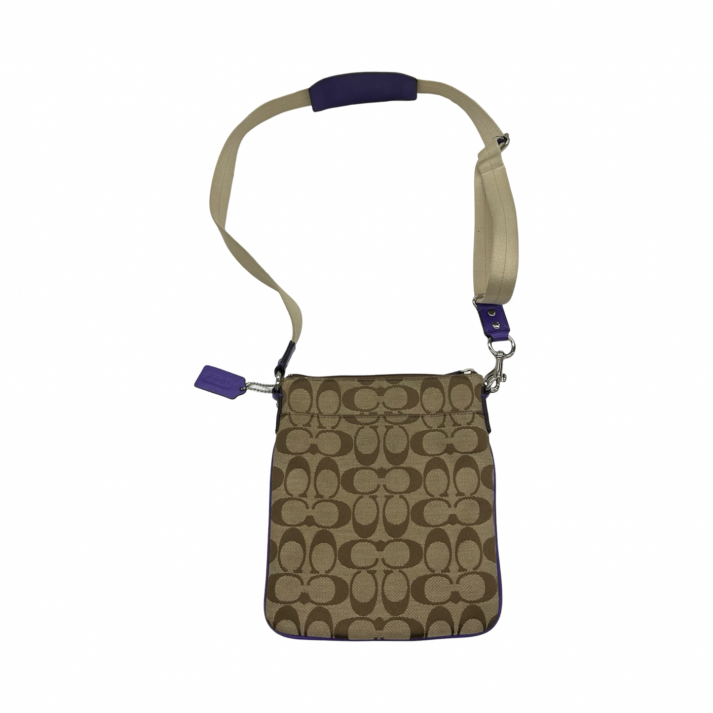 Crossbody Designer By Coach In Purple & Tan, Size:Small