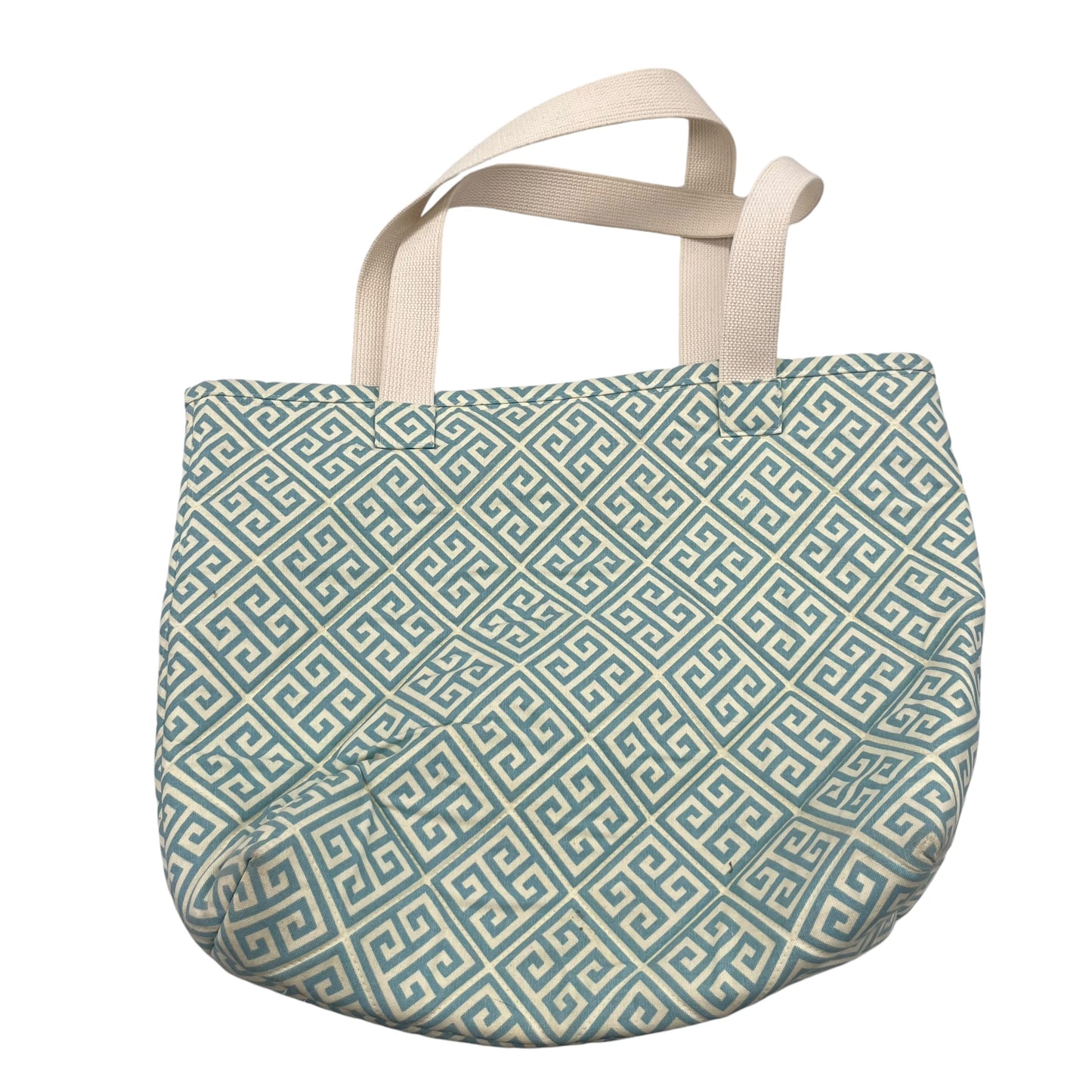 Tote By Clothes Mentor In Blue & Cream, Size:Large