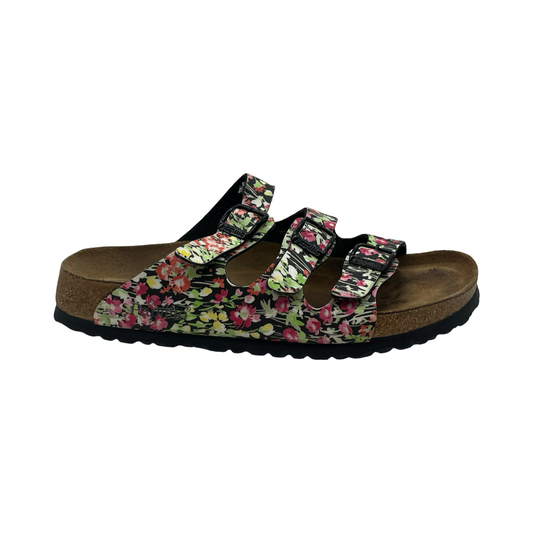 Sandals Flats By Birkenstock In Floral Print, Size:10