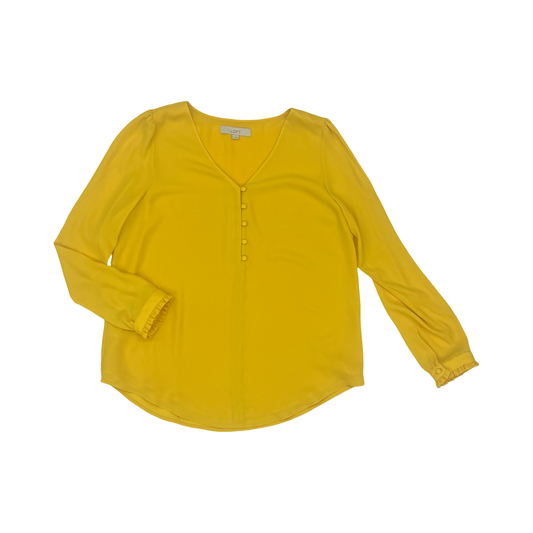 Blouse Ls By Loft In Yellow, Size:M