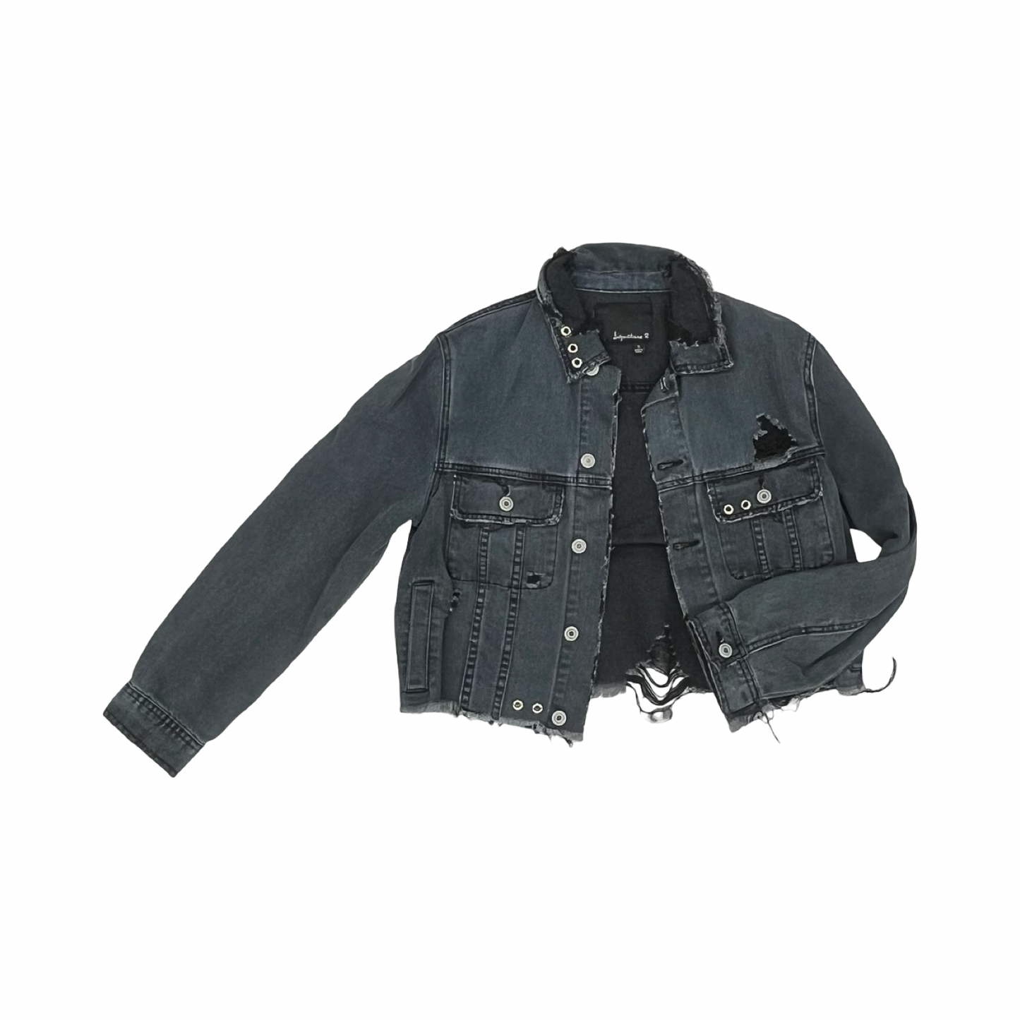 Jacket Denim By Clothes Mentor In Black Denim, Size:S
