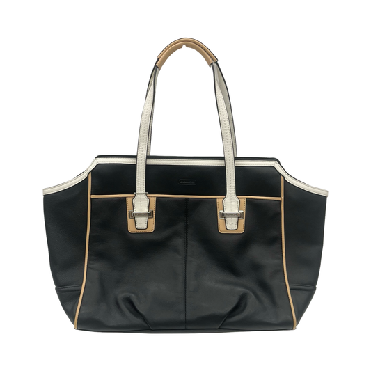 Handbag Designer By Coach In Black & Tan, Size:Medium