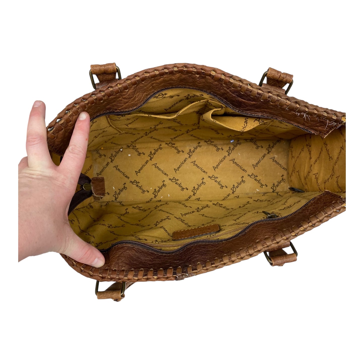 Handbag Leather By Clothes Mentor In Brown, Size:Large