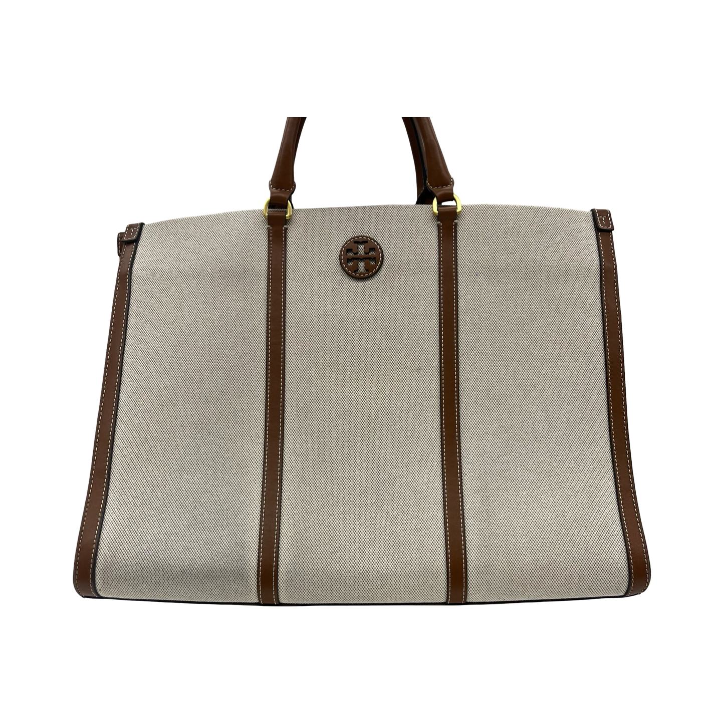 Tote Designer By Tory Burch In Brown & Cream, Size:Large