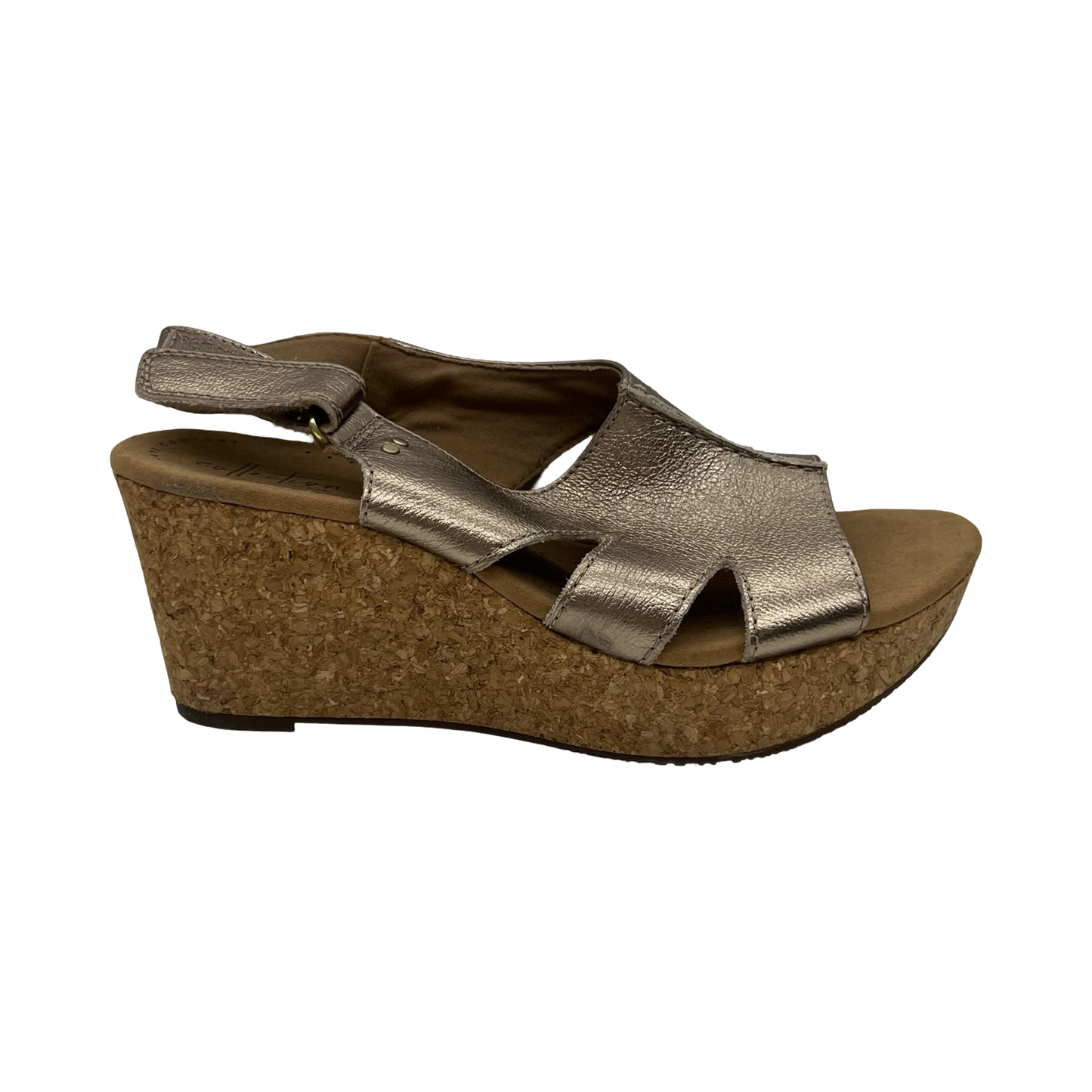 Sandals Heels Wedge By Clarks In Bronze, Size:9