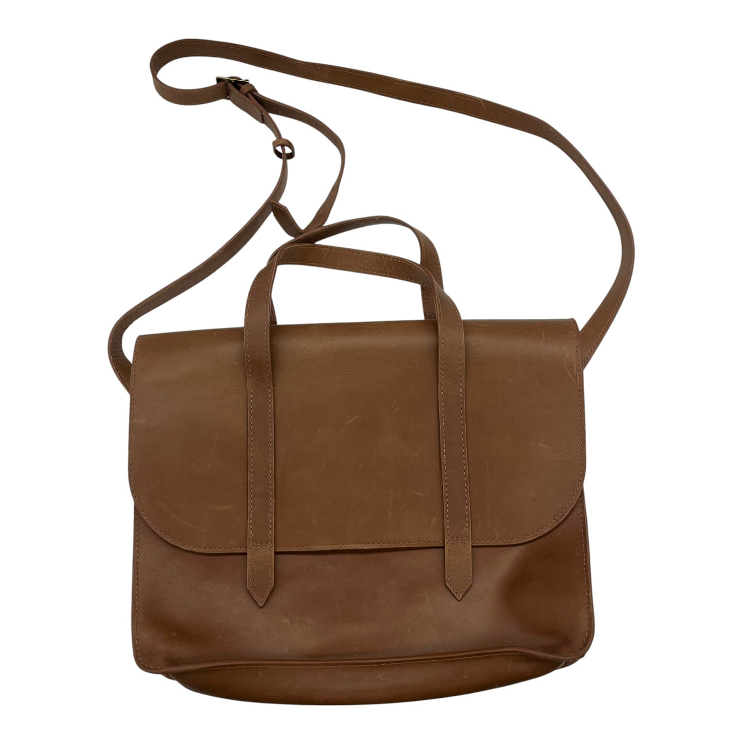 Crossbody Leather By Able In Brown, Size:Large