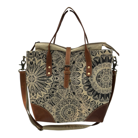 Handbag By Myra In Grey & Tan, Size:Medium