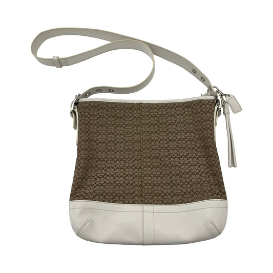 Crossbody Designer By Coach In Brown & Cream, Size:Large