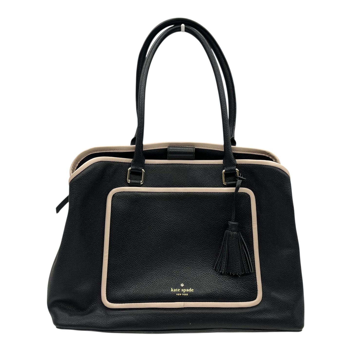 Handbag Designer By Kate Spade In Black & Tan, Size:Large