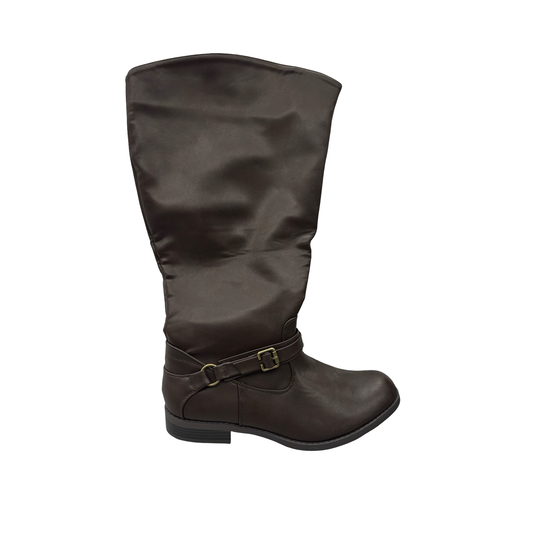 Boots Knee Flats By Easy Street In Brown, Size:11